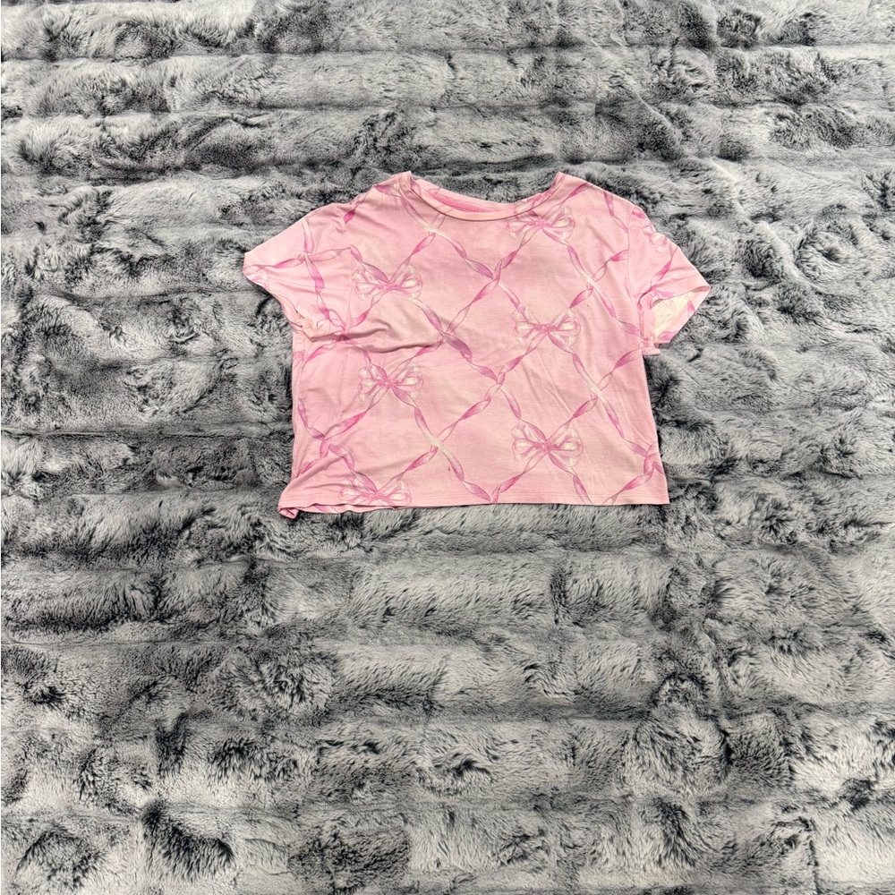 LoveShackFancy. Pink bow baby tee